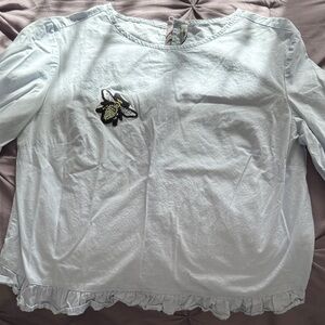 Bershka Blue Blouse with Bee Patch